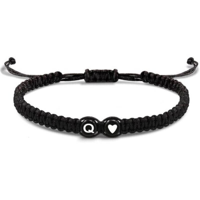 Charming Initial Bracelet for Women - Adjustable Heart Bracelet with Letter Q