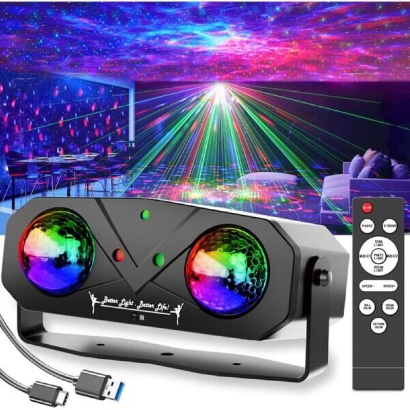 Party Disco Ball: Sound-Activated RGB Laser Light Show with Remote