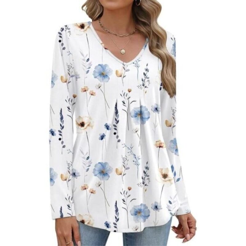 Elegant Floral Print Long Sleeve Top - Perfect for Casual Wear