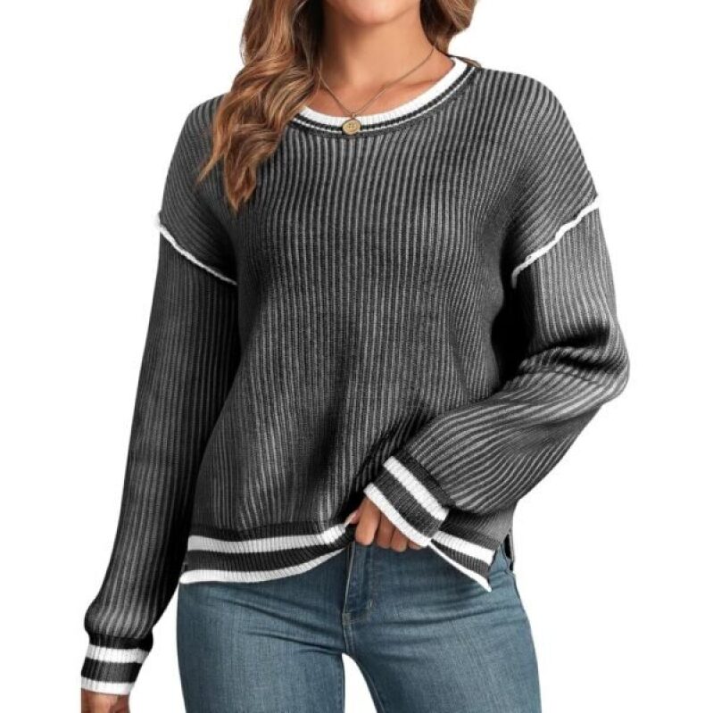 50% Off: ZAFUL Women's Fall 2024 Striped Sweater - Casual Long Sleeve Knit Top