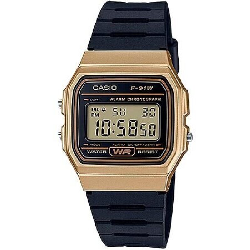 Affordable Casio F-91W Series Men's Digital Watch - Gold