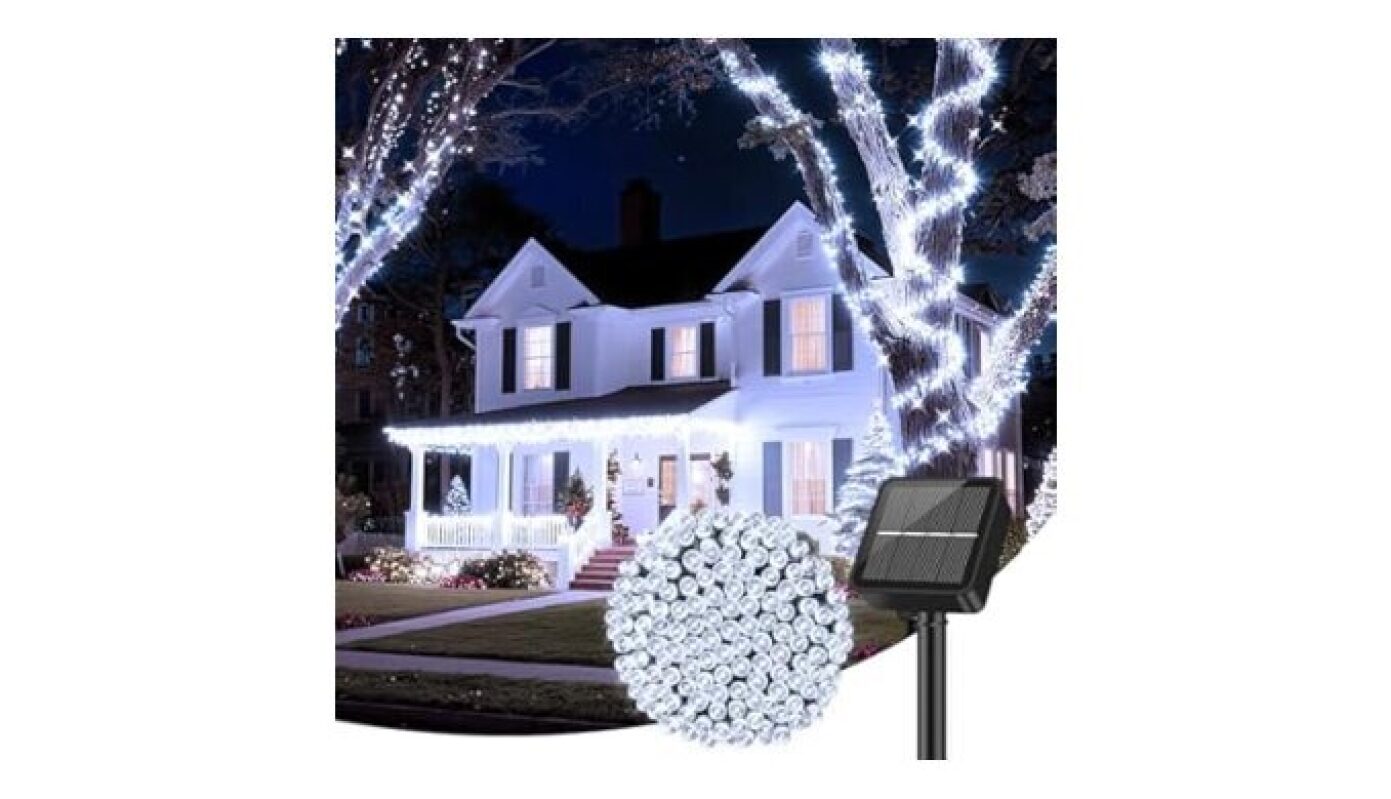 Brightever Solar String Lights for Outside - 46FT 120LED Solar Lights with 8 Modes