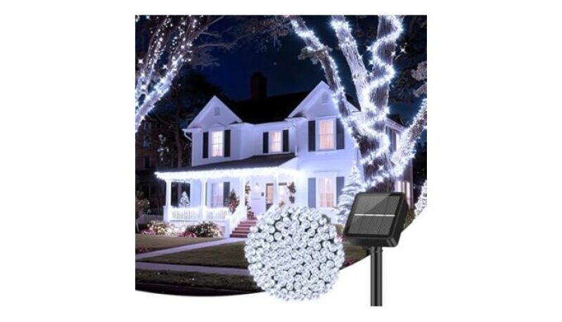 Brightever Solar String Lights for Outside - 46FT 120LED Solar Lights with 8 Modes