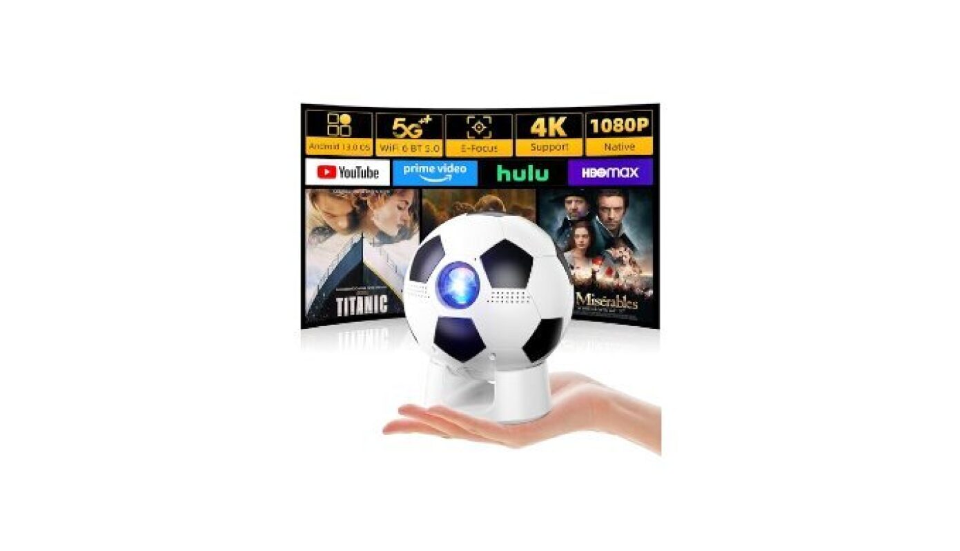 Soccer Fan's Ultimate 1080P Native Projector with Built-in Apps and Wi-Fi 6