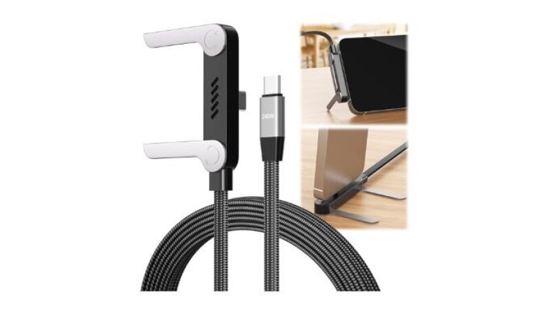 240W Braided Fast Charge Cable with Stand