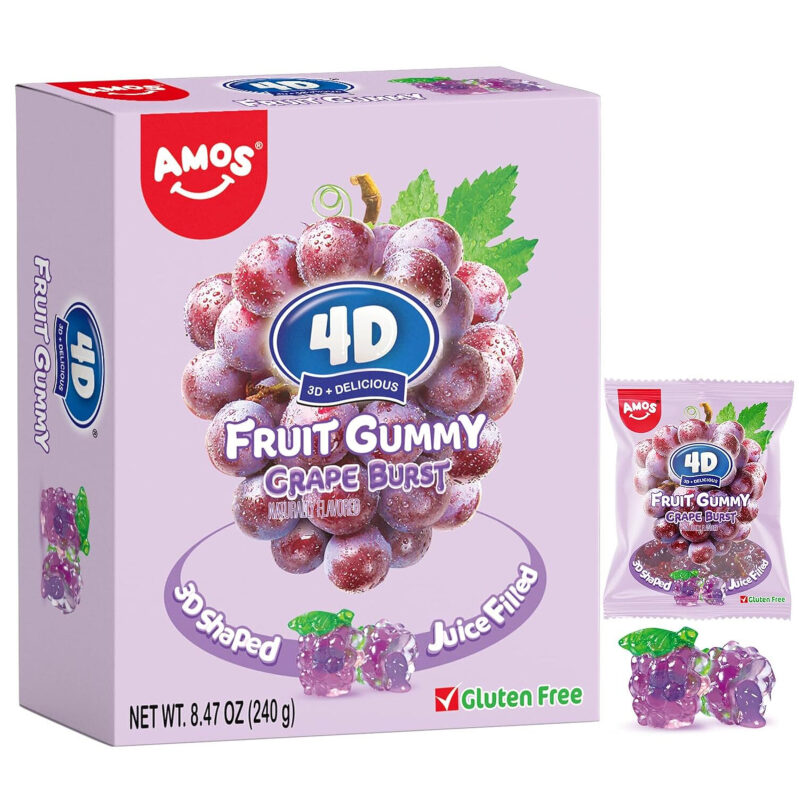 Prime Exclusive: AMOS 4D Grape Burst Gummies - Sweet & Soft, Now $4.99!