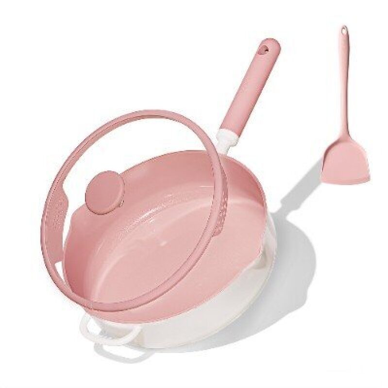 11-Inch Non-Stick Deep Fry Pan with Lid - Pink