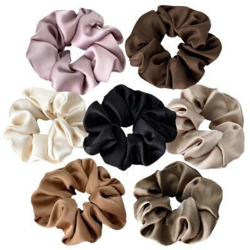 Sleek Satin Hair Ties 7-Pack - Elegant and Functional