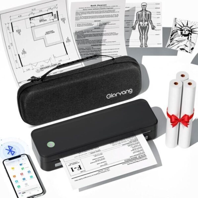 Portable Inkless Printer for Travel - Wireless Thermal Printer with Bluetooth