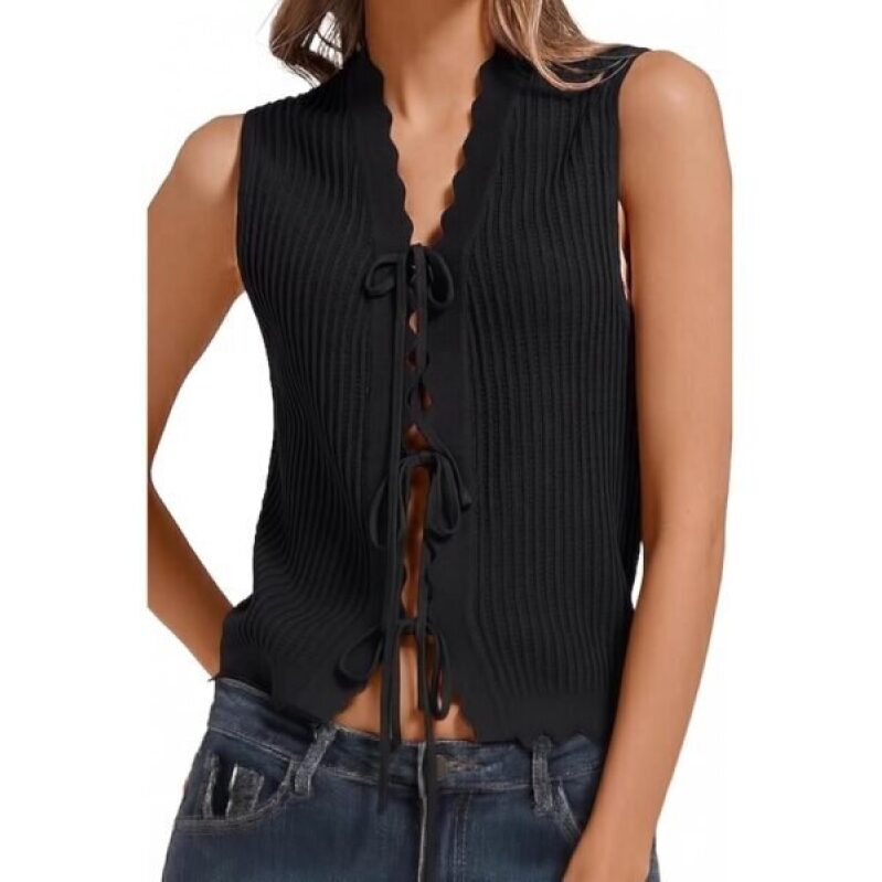 ChiiOne Women Tie Front Sweater Vest - Perfect for Summer Beach Vacation