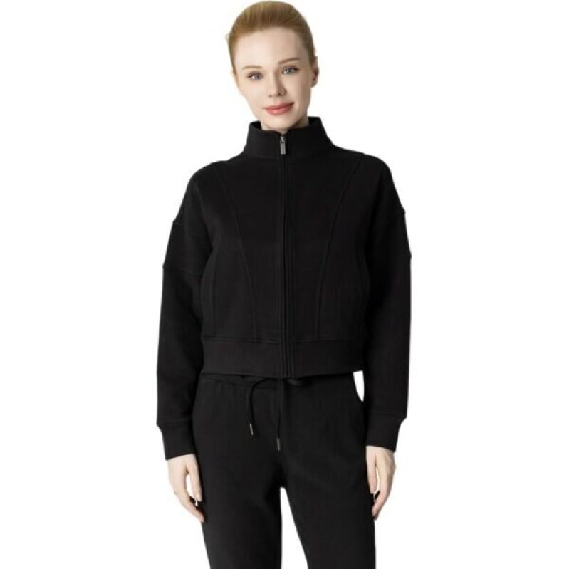 Leapstride Women’s Fleeced Performance Jacket – Full-Zip Stand-Up Collar, Warm Fleece for Winter Daily Wear