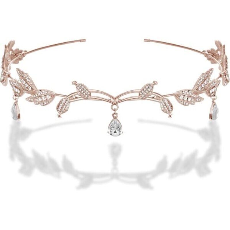 Elegant Rhinestone Leaf Wedding Tiara Headband for Brides
