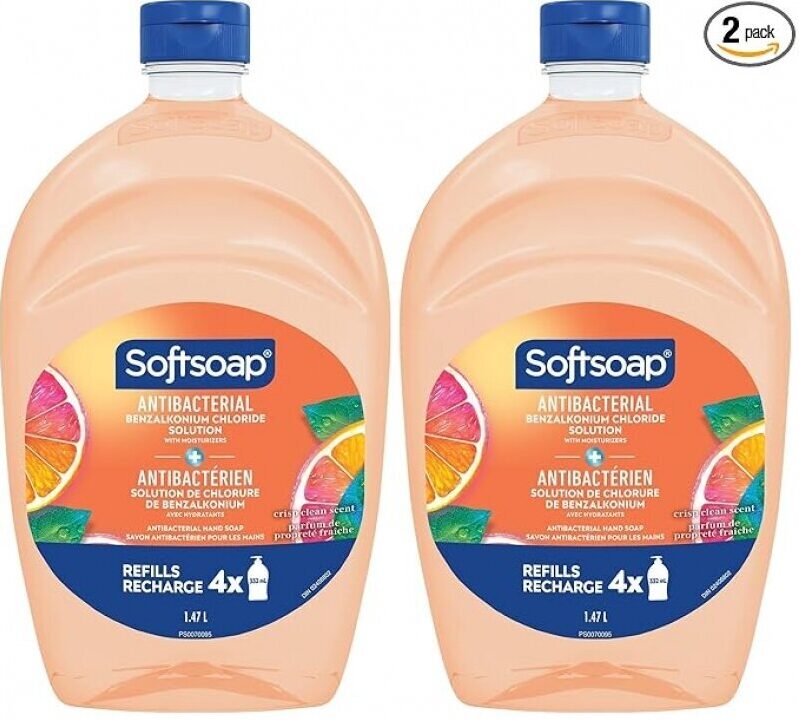 Softsoap Antibacterial Hand Soap Refill, Pack of 2 - Crisp Clean Scent