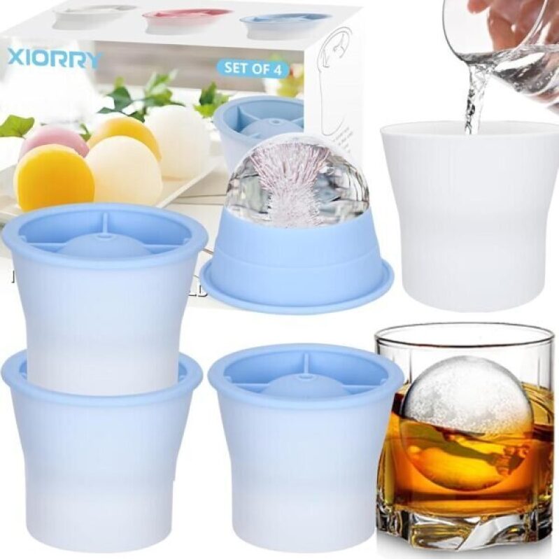 Premium 4-Piece Silicone Ice Mold Set for Perfect Ice Balls