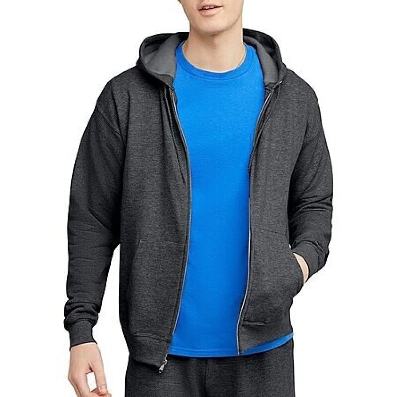 Hanes Men's Eco-Smart Full-Zip Fleece Hoodie - Affordable Warmth