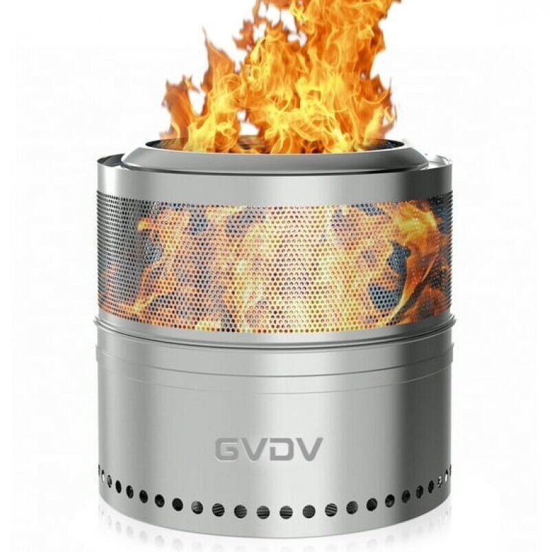 GVDV 20-Inch Fire Pit for Camping - Smokeless Stainless Steel