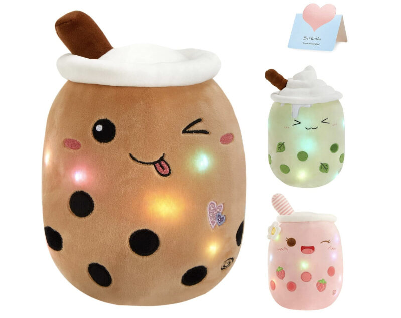 Light-Up Milk Tea Plush Pillow - Perfect for Kids!