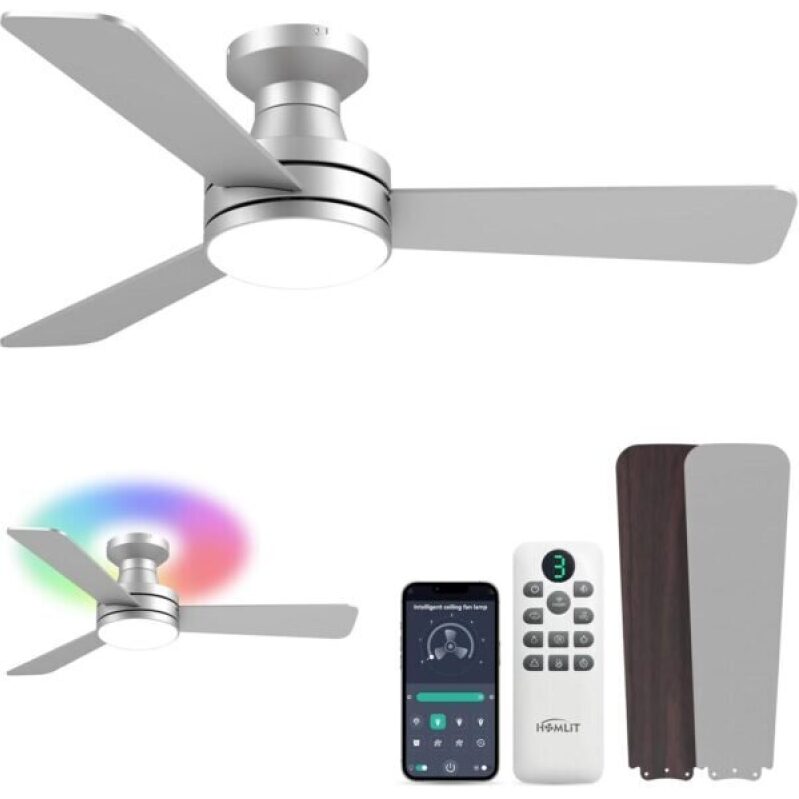 Homlit 42 Inch RGB Ceiling Fan with Light - Smart App & Remote Control