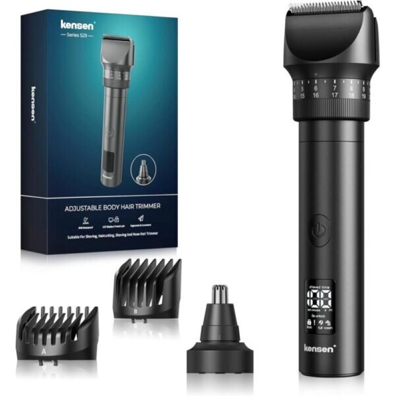 Professional Beard Trimmer for Men - 42 Length Settings, LED Display, Christmas Gift