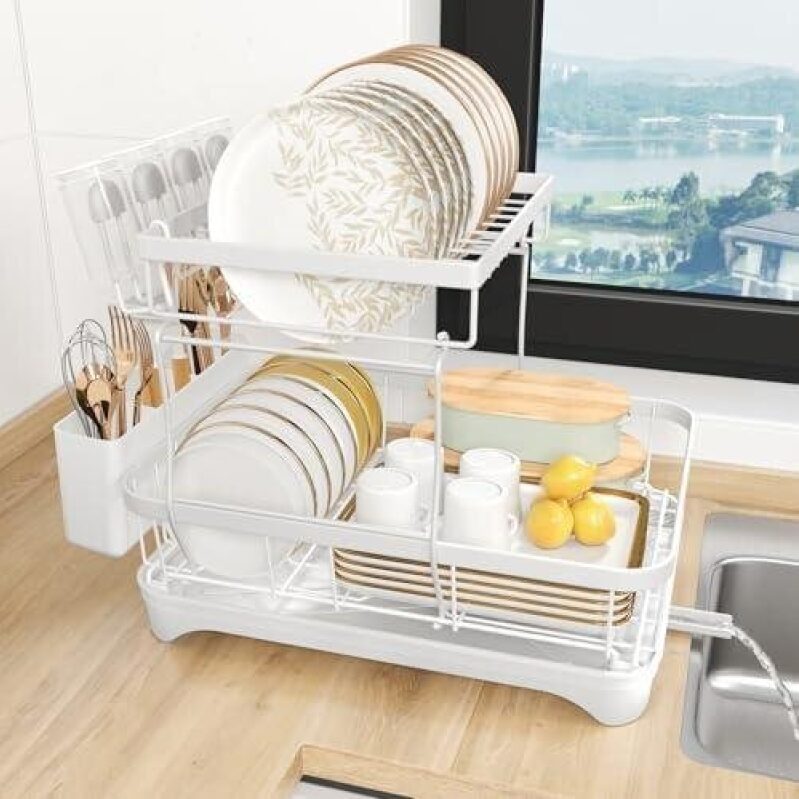 Double-Layer Dish Drainer with Knife Rack - 50% OFF