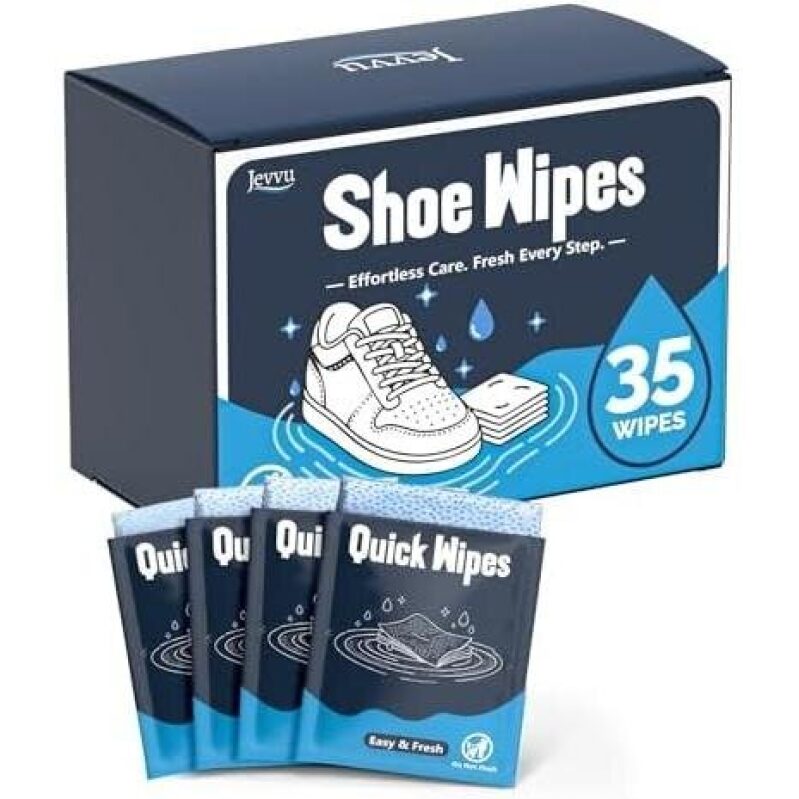 Jevvu Shoe Wipes: Effortless Shoe Care with 35 Double-Sided, Double-Textured Wipes