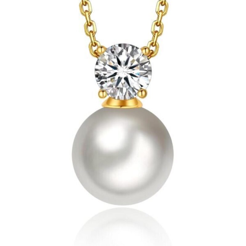 Elegant Pearl Necklace with Diamond Accent - Perfect Birthday Gift