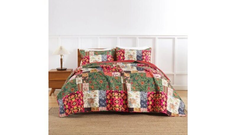 Vintage Floral Plaid Bedspread Set - Lightweight, Various Sizes