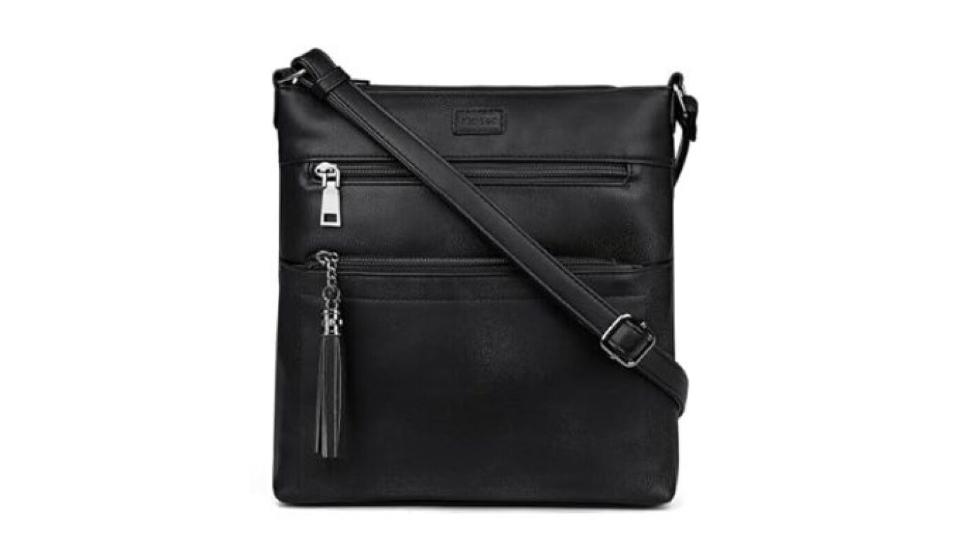 Stylish Womens Crossbody Purse for Travel - Black Leather
