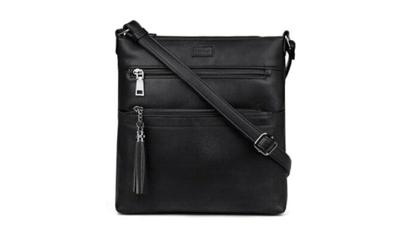 Stylish Womens Crossbody Purse for Travel - Black Leather