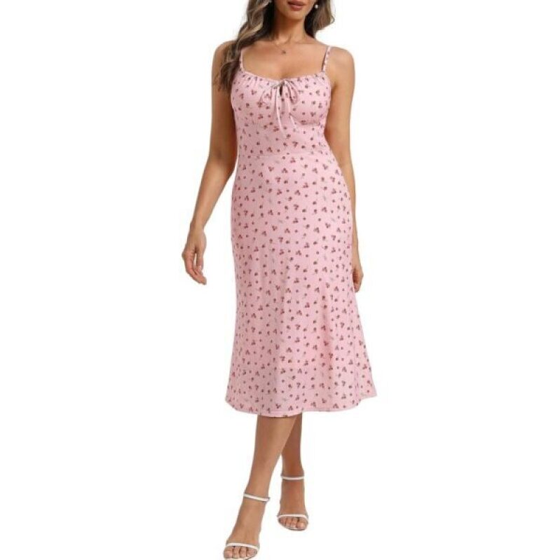 Belle Poque Floral Dress - Elegant Backless Spaghetti Strap Cami Dress for Women