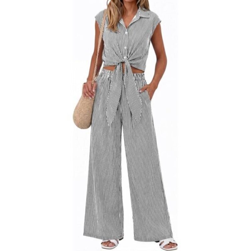 Stylish PRETTYGARDEN Striped Summer Set - 53% Off