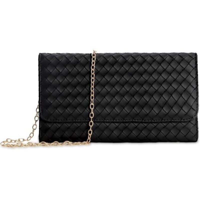 Black Braided Leather Crossbody Wallet - 50% Off