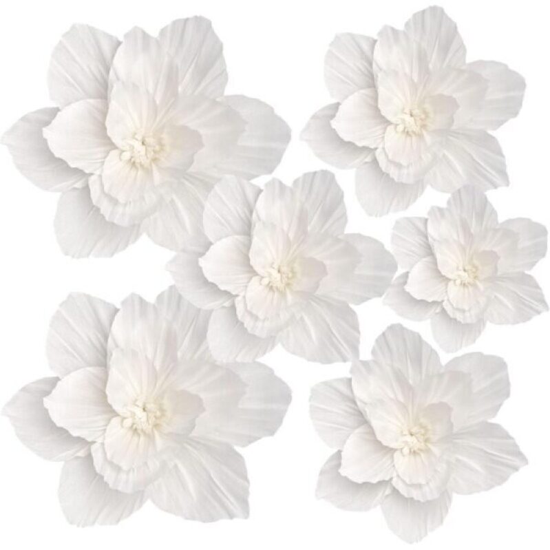 6PCS White Paper Flowers - 50% Discount