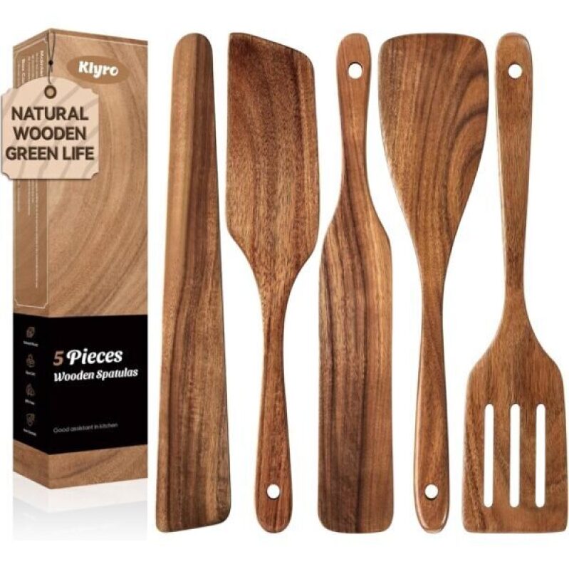 Klyro 5 PCS Wooden Spatula Set - Premium Quality - Perfect for Any Kitchen