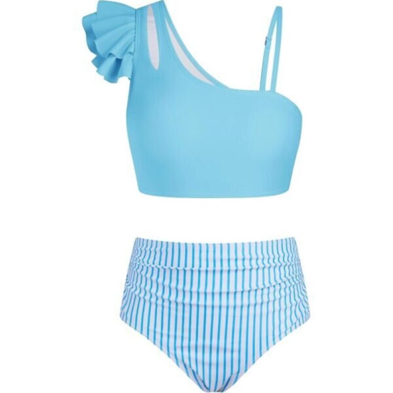 Discounted Blue Striped Swimwear for Girls - Size 10-12