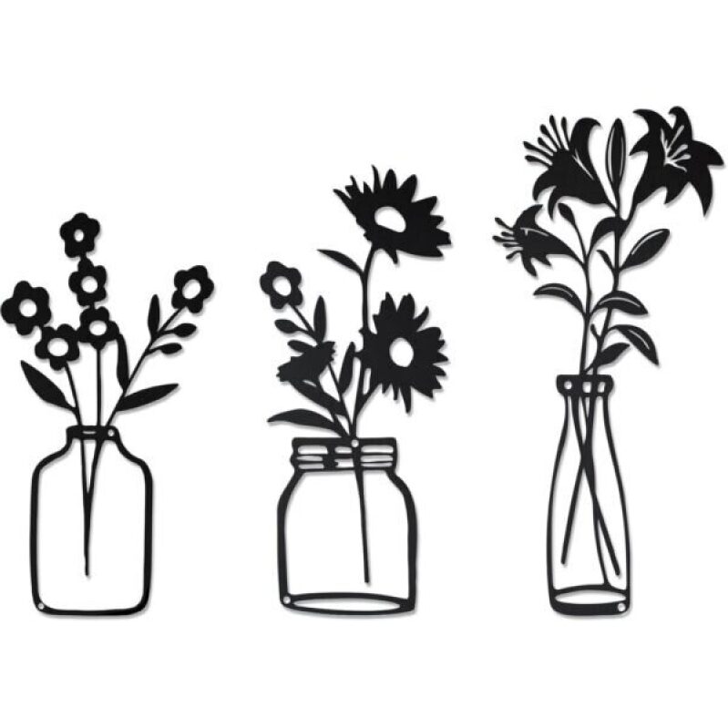 Elegant Black Metal Floral Wall Decor - 50% Off