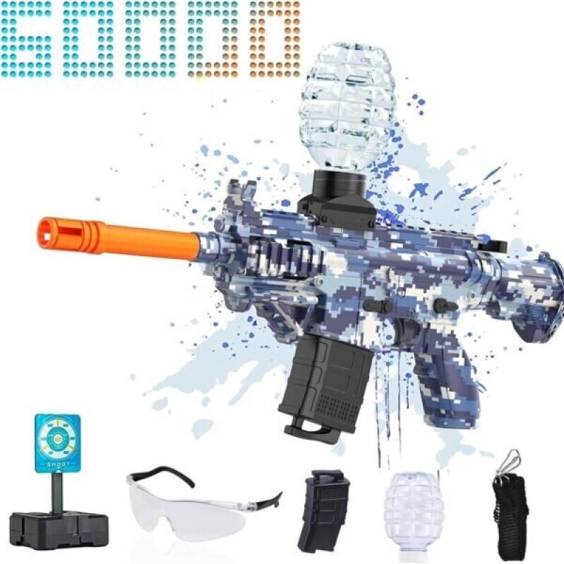 电动凝胶球爆破玩具-环保溅射球爆破器,自动户外游戏玩具 团队游戏(蓝色)-57%