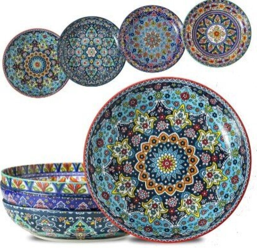 Bohemian Ceramic Bowls Set of 4 - Vibrant and Durable