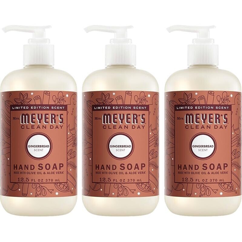 3pk Mrs. Meyer's Clean Day Liquid Hand Soap, Gingerbread Scent 12.5oz - Festive Clean