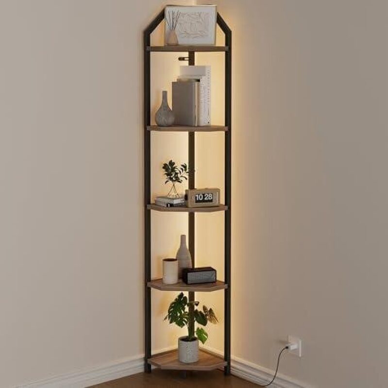 70 Inch Corner Shelf with LED Lights - 52% Off