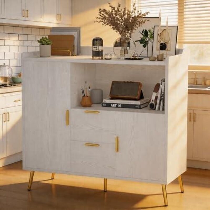 Elegant 40 Inch Wooden Kitchen Sideboard with Drawers - 50% Discount