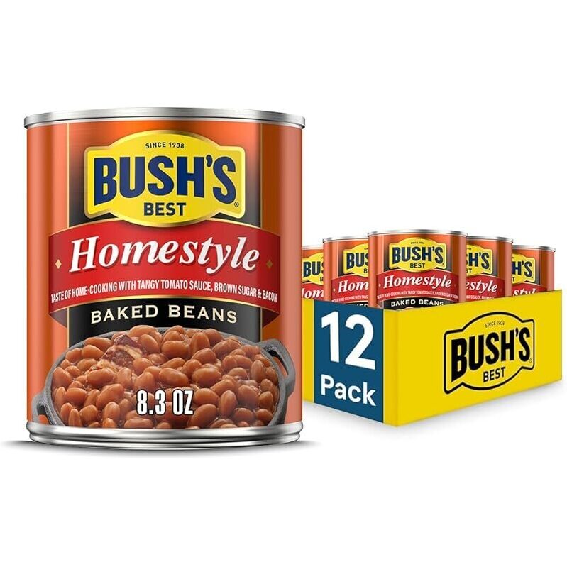 12-Pack Bush's Best Canned Homestyle Baked Beans - Budget-Friendly and Tasty