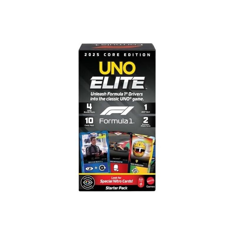 UNO Elite Formula 1 2025 Core Edition Card Game - Ultimate Racing Fun!