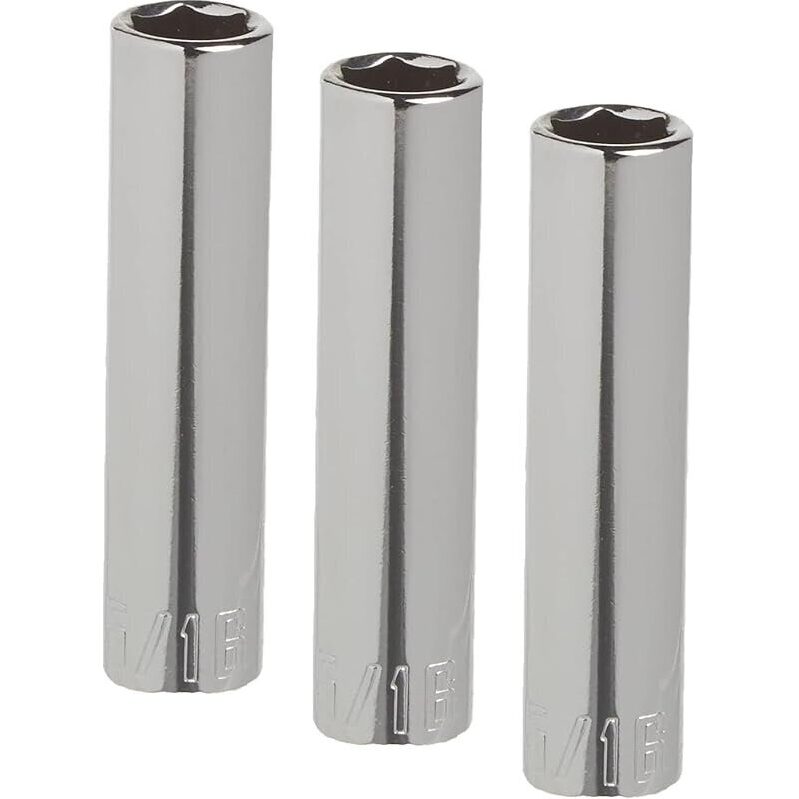 3pk CRAFTSMAN Deep Socket, SAE, 1/4-Inch Drive, 5/16-Inch, 6-Point