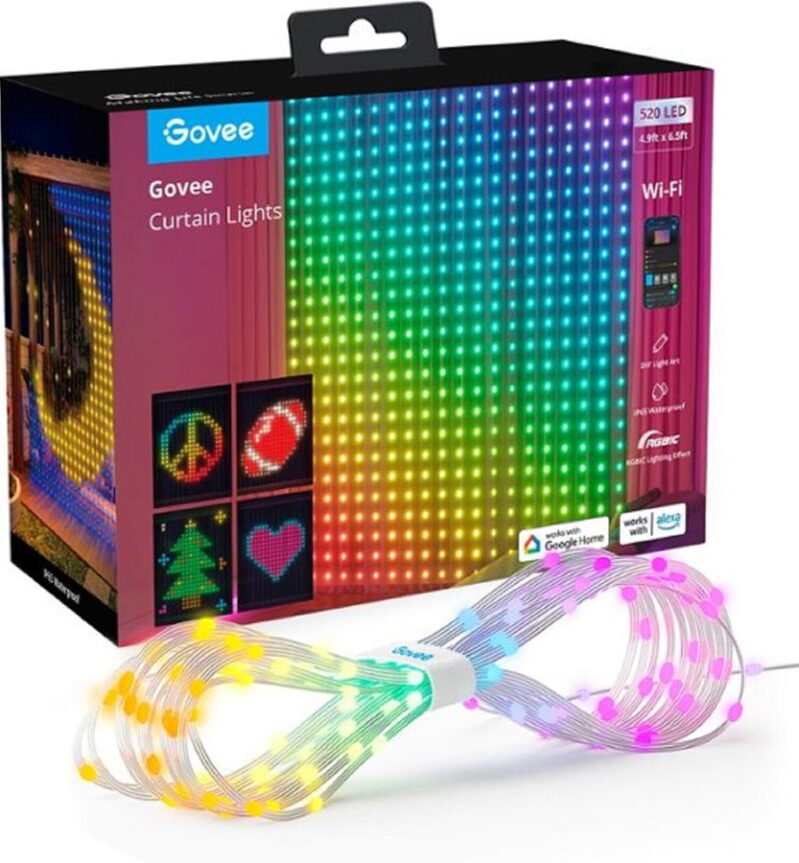 Govee Curtain Lights: 520 LED Beads, 4.9x6.5ft, 92 Color Scenes