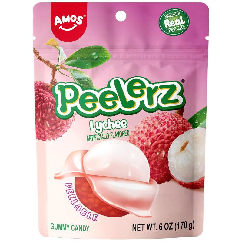 AMOS Peelerz Lychee Gummies - Sweet, Low-Fat Treat