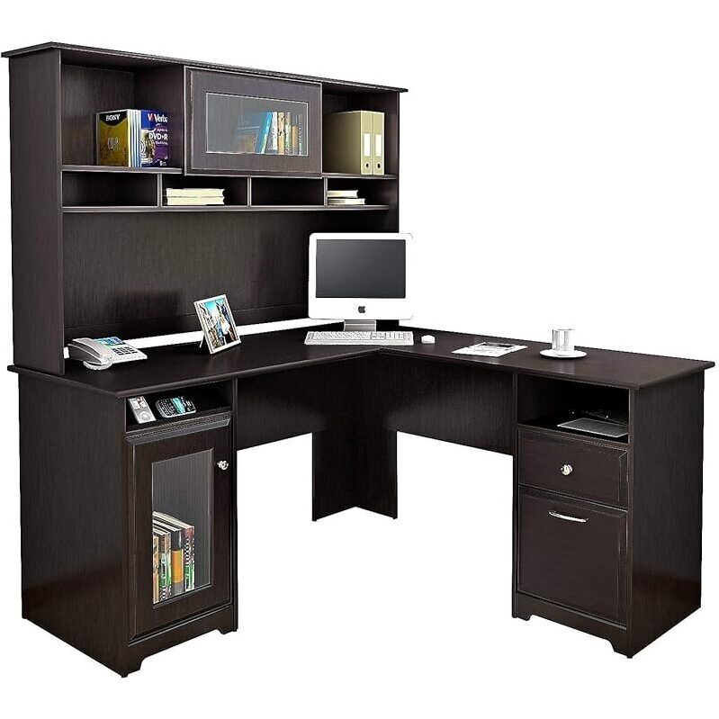 Bush Home Cabot L Shaped Corner Desk with Storage - Perfect for Home Office