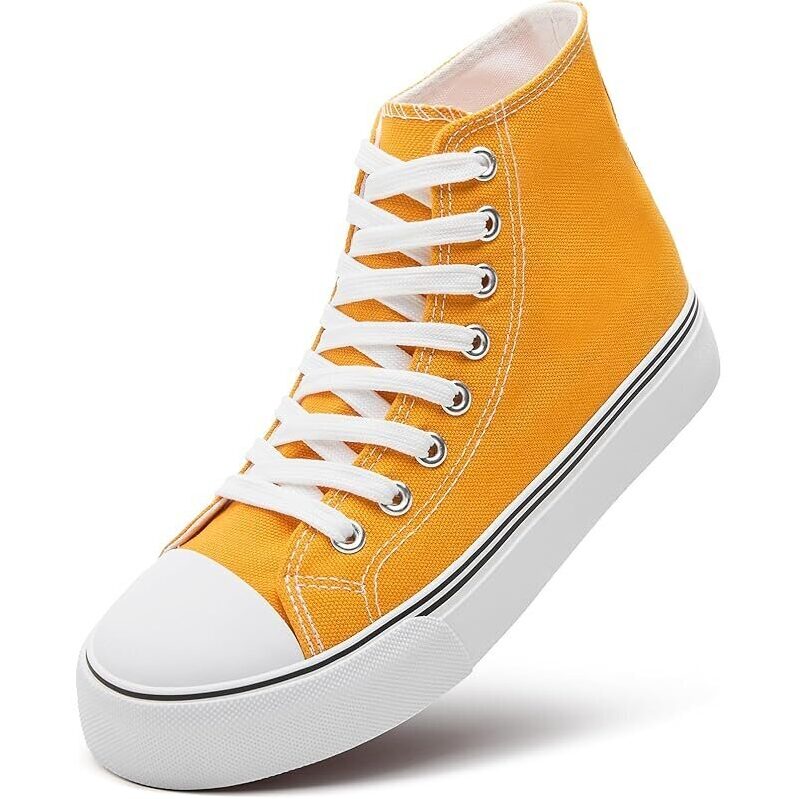 Vibrant Yellow High Top Canvas Sneakers by ZGR - Perfect for Casual Wear
