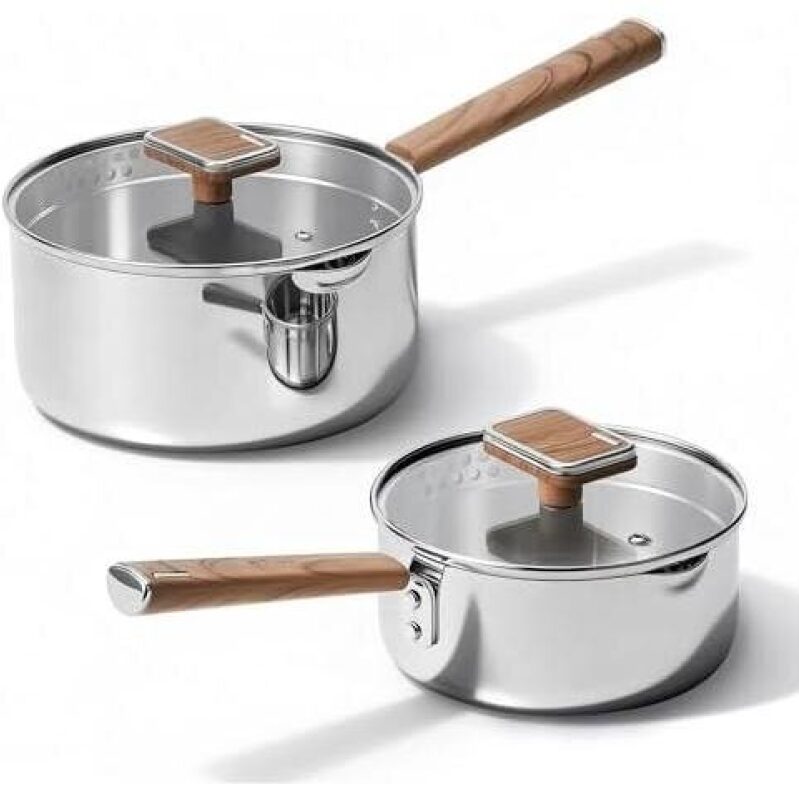 CAROTE 1.5Qt & 3Qt Stainless Steel Saucepan Set - Premium Quality at 37% OFF