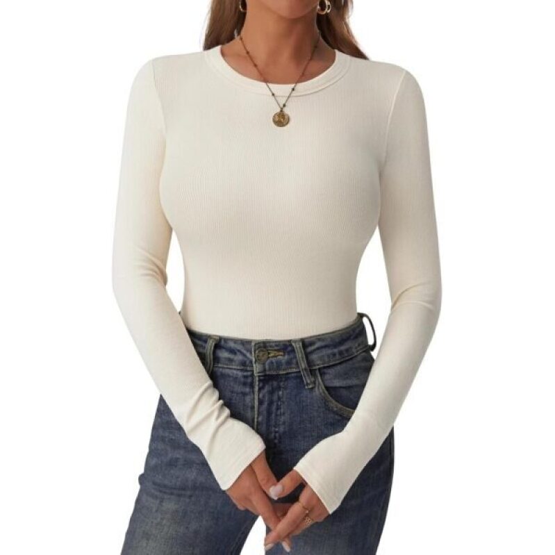 C.O.Z.Y Women's Cream Ribbed Long-Sleeve Top - 65% Off